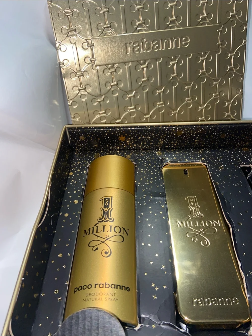 Paco Rabanne 1 Million Men's Gold Bottle and Deodorant Set